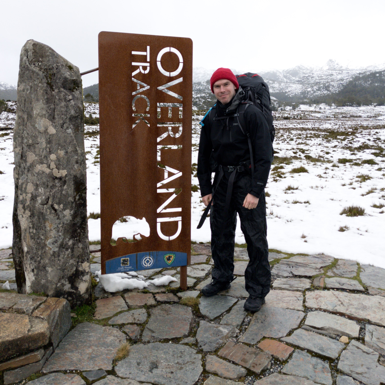 Standing at the start of the Overland Track